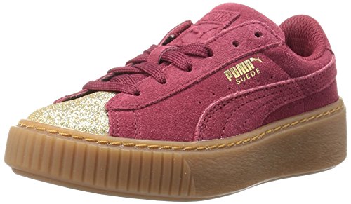 PUMA Kids' Suede Platform Glam Sneaker, Puma Team Gold-Tibetan Red, 6.5 M US Big Kid Ropacolombiana.com